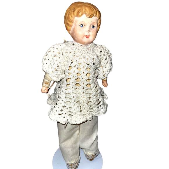 Early 1900s Antique 12” Minerva Tin Head Doll w/Jointed Kid Leather Body German - Picture 1 of 13